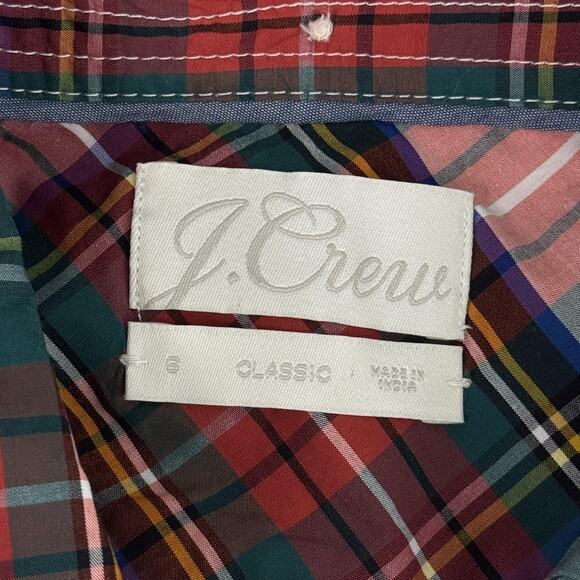 J Crew Top Womens 6 Tartan Plaid Classic Poplin Shirt Button Up Holiday Preppy - Picture 3 of 11